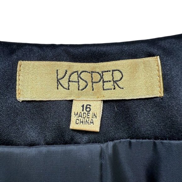 KASPER Black Evening Jacket Size 16 Matte Satin Womens Special Occasion Blazer - Picture 5 of 9